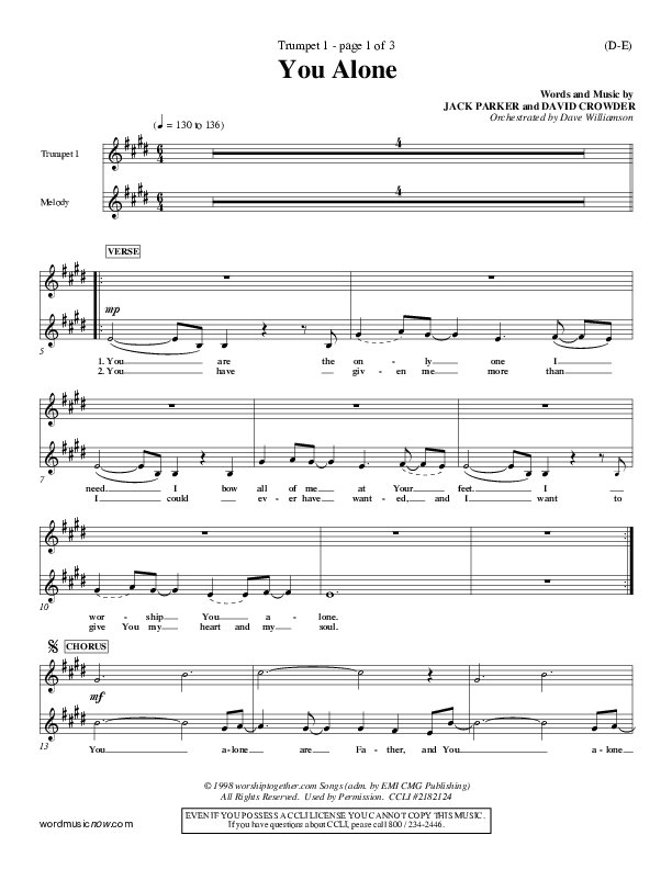 You Alone Trumpet 1 (David Crowder)