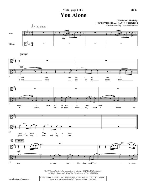 You Alone Viola (David Crowder)