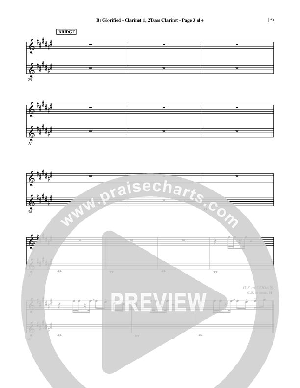 Be Glorified Clarinet 1/2, Bass Clarinet (Chris Tomlin)