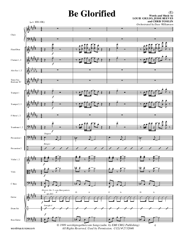 Be Glorified Conductor's Score (Chris Tomlin)