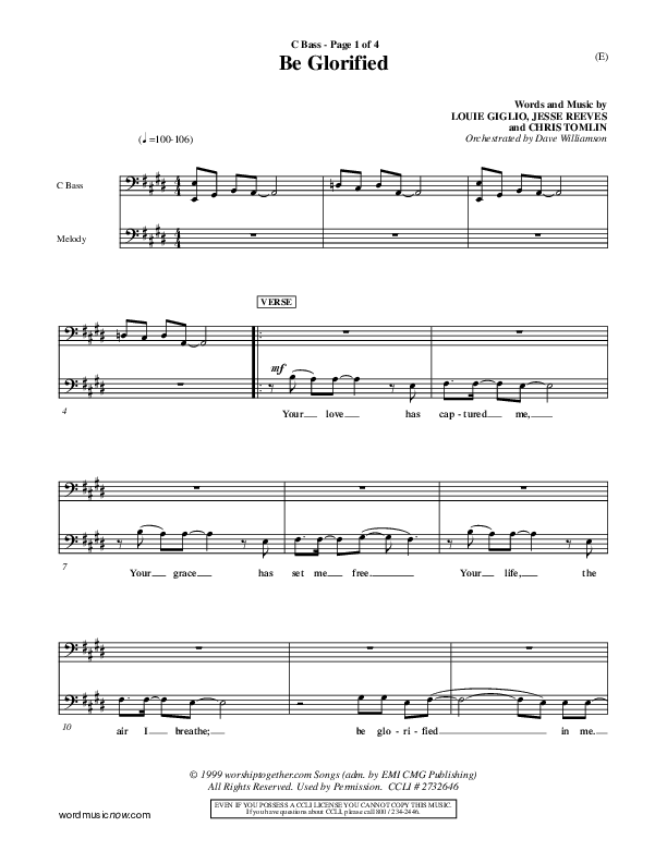 Be Glorified Contrabass (Chris Tomlin)