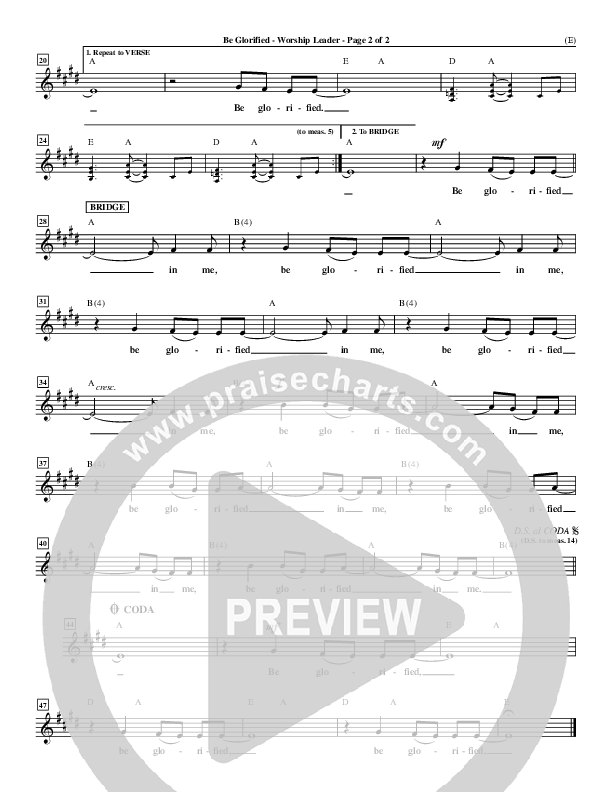 Be Glorified Lead Sheet (Chris Tomlin)