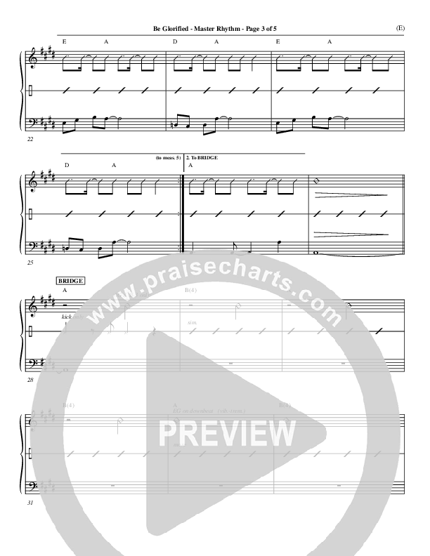 Be Glorified Rhythm Chart (Chris Tomlin)