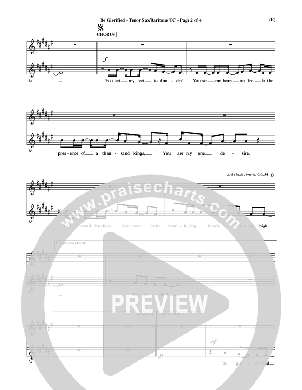 Be Glorified Tenor Sax/Baritone T.C. (Chris Tomlin)