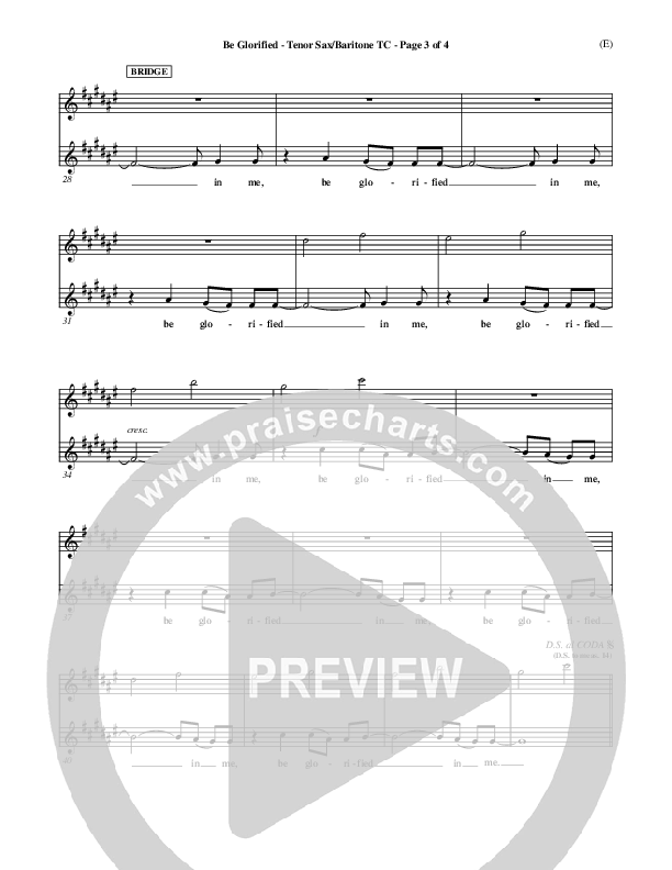 Be Glorified Tenor Sax/Baritone T.C. (Chris Tomlin)