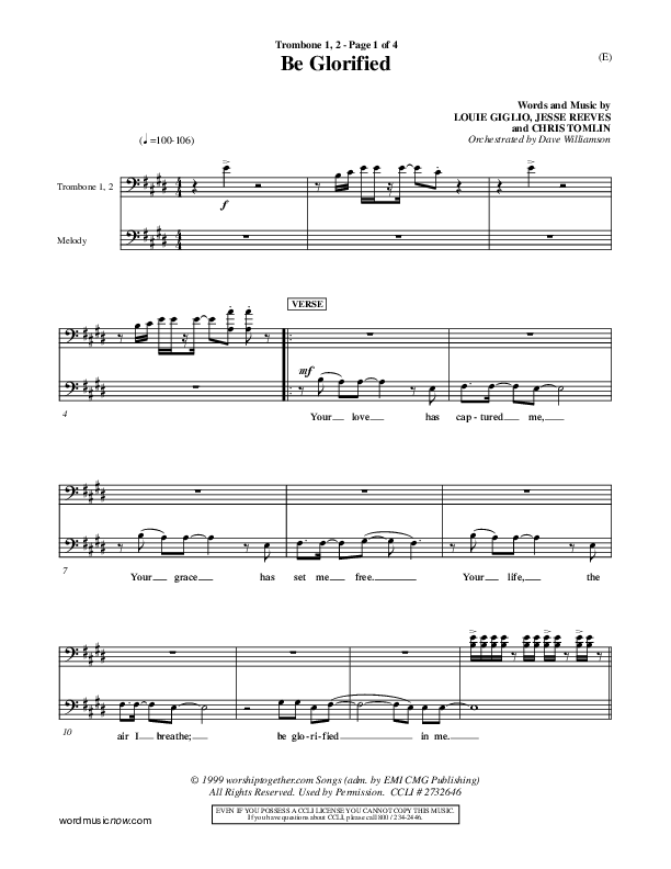 Be Glorified Trombone 1/2 (Chris Tomlin)