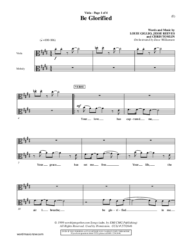 Be Glorified Viola (Chris Tomlin)