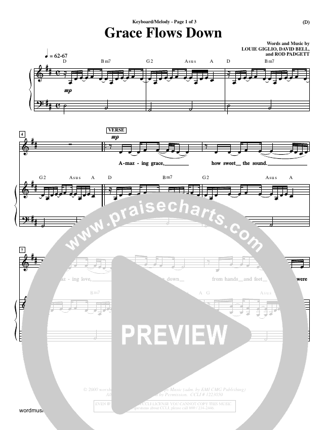 Grace Flows Down Sheet Music PDF () - PraiseCharts