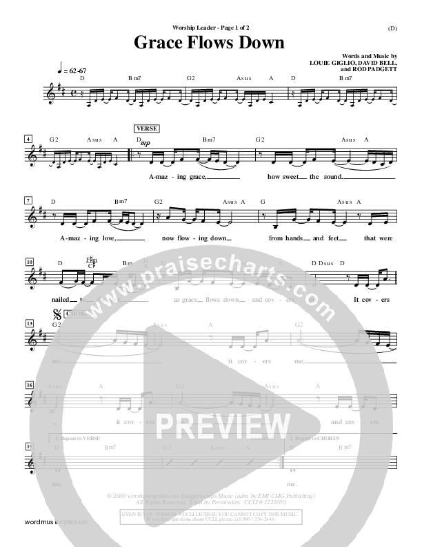 Grace Flows Down Lead Sheet ()