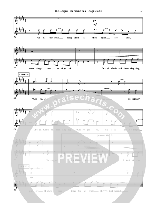 He Reigns Bari Sax (Newsboys)