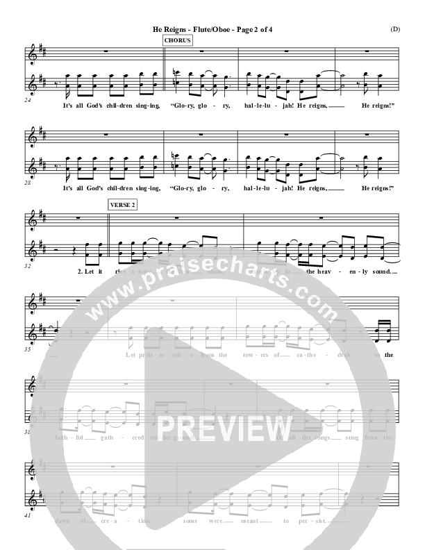 He Reigns Flute/Oboe (Newsboys)