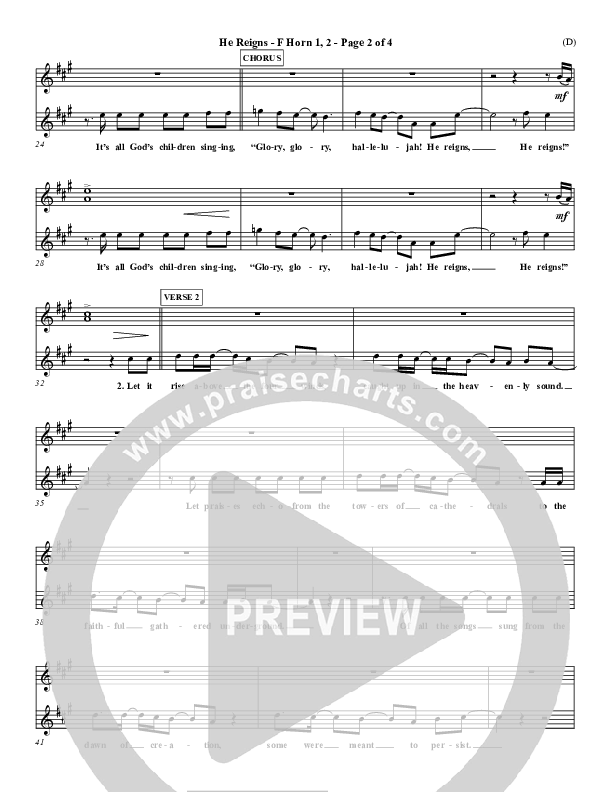 He Reigns French Horn 1/2 (Newsboys)