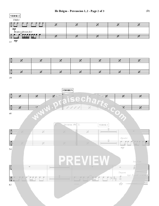 He Reigns Percussion 1/2 (Newsboys)