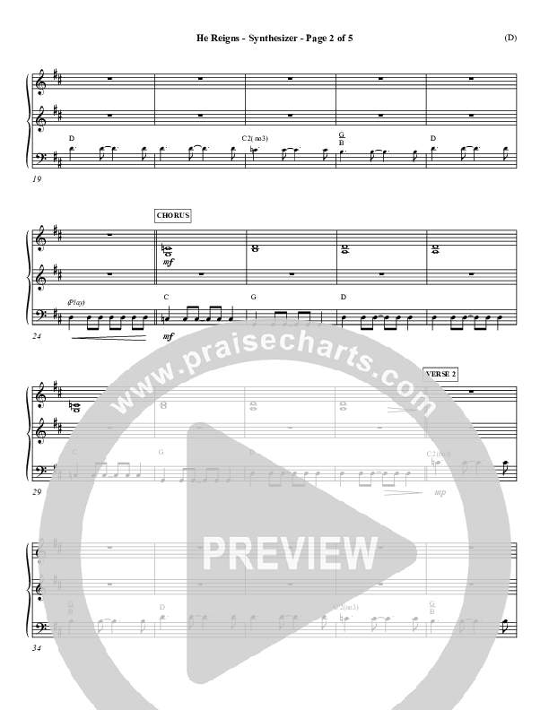 He Reigns Synth (Newsboys)