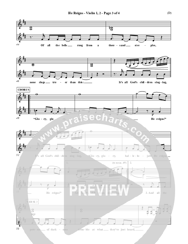 He Reigns Violin 1/2 (Newsboys)