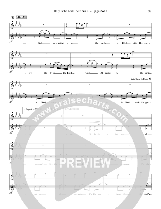 Holy Is The Lord Alto Sax 1/2 (Chris Tomlin)