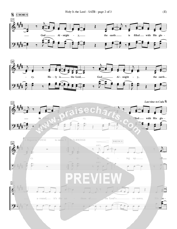 Holy Is The Lord Choir Sheet (SATB) (Chris Tomlin)