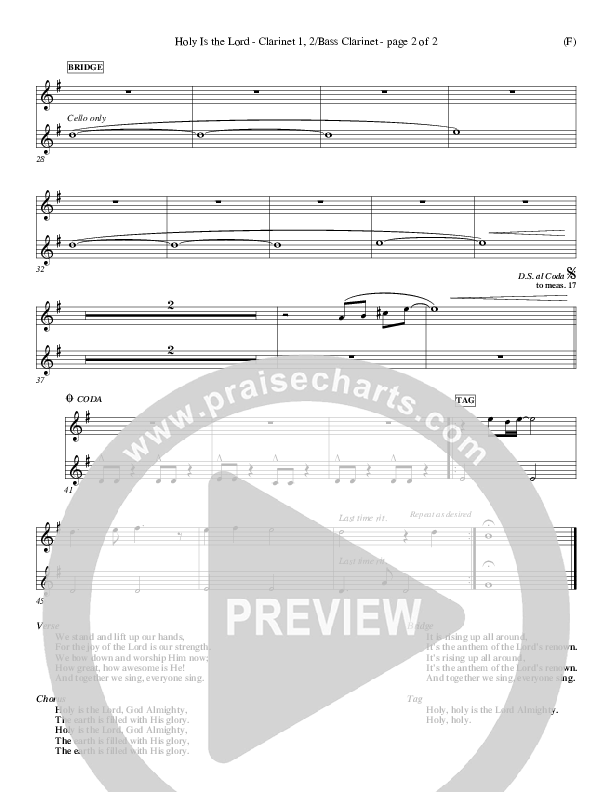 Holy Is The Lord Clarinet 1/2 (Chris Tomlin)