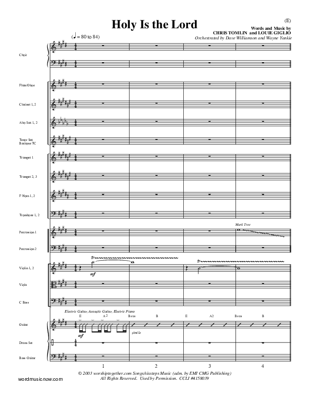 Holy Is The Lord Conductor's Score (Chris Tomlin)