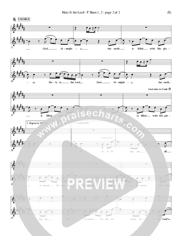 Holy Is The Lord French Horn 1/2 (Chris Tomlin)