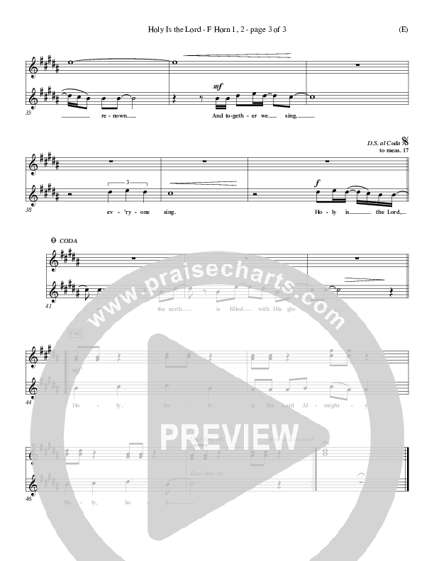 Holy Is The Lord French Horn 1/2 (Chris Tomlin)