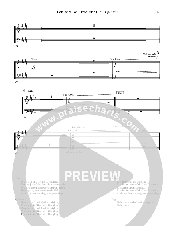 Holy Is The Lord Percussion 1/2 (Chris Tomlin)