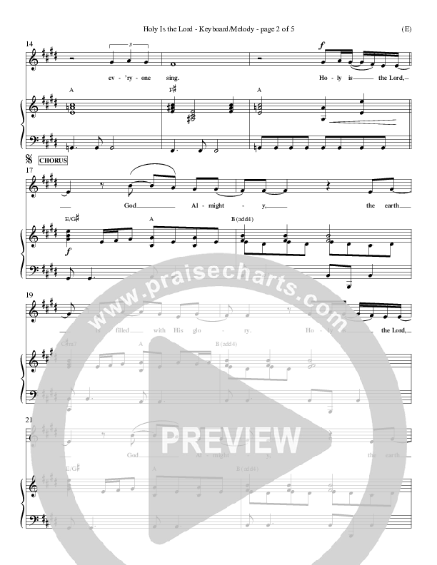 Holy Is The Lord Piano Sheet (Chris Tomlin)