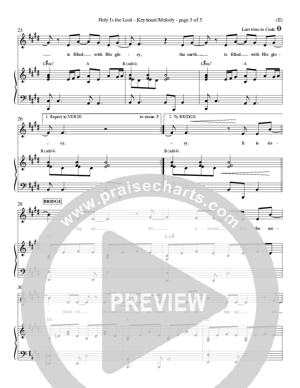 Holy Is The Lord Piano Sheet (Chris Tomlin)