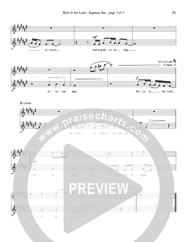 Holy Is The Lord Soprano Sax (Chris Tomlin)