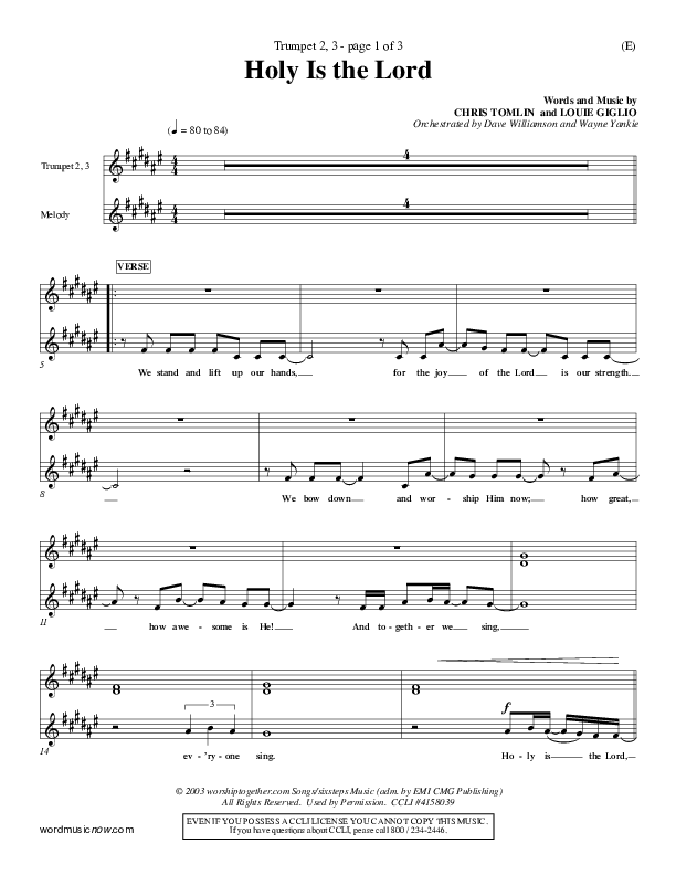 Holy Is The Lord Trumpet 2/3 (Chris Tomlin)