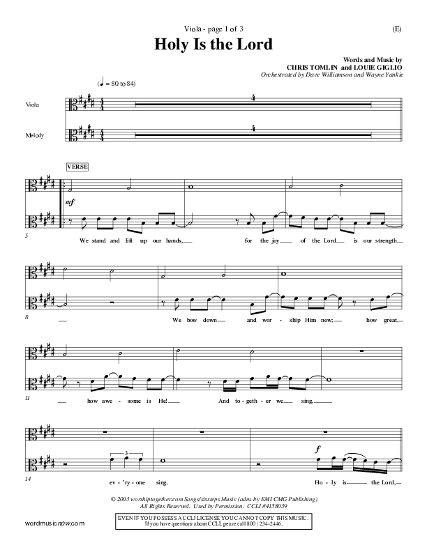 Holy Is The Lord Viola (Chris Tomlin)
