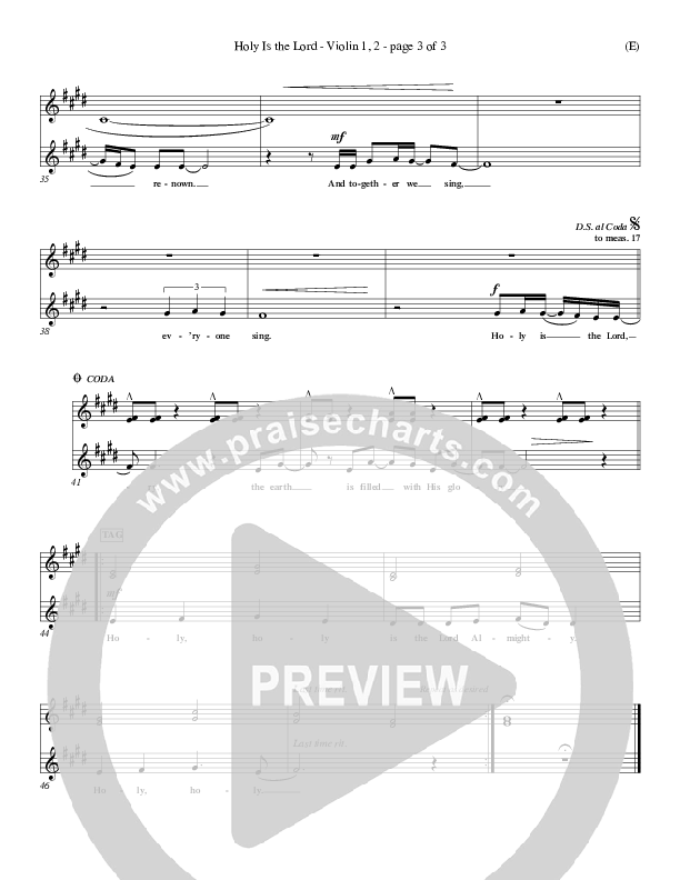 Holy Is The Lord Violin 1/2 (Chris Tomlin)