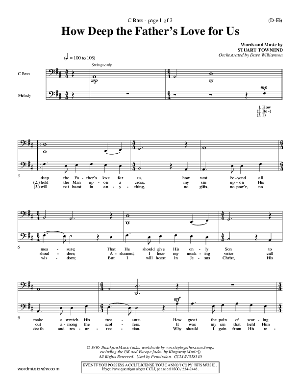How Deep The Father's Love For Us Contrabass (Stuart Townend)