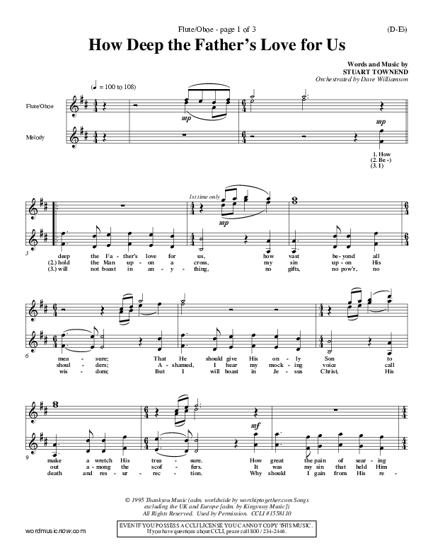 How Deep The Father's Love For Us Flute/Oboe (Stuart Townend)