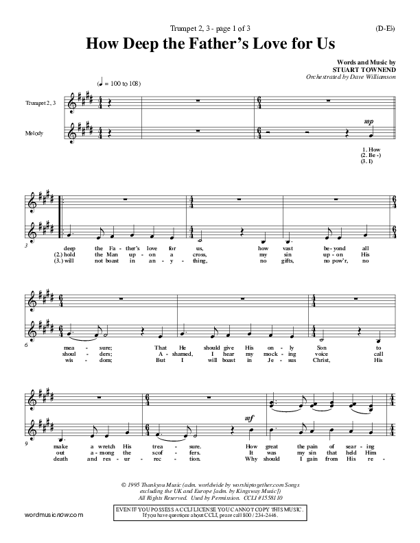 How Deep The Father's Love For Us Trumpet 2/3 (Stuart Townend)