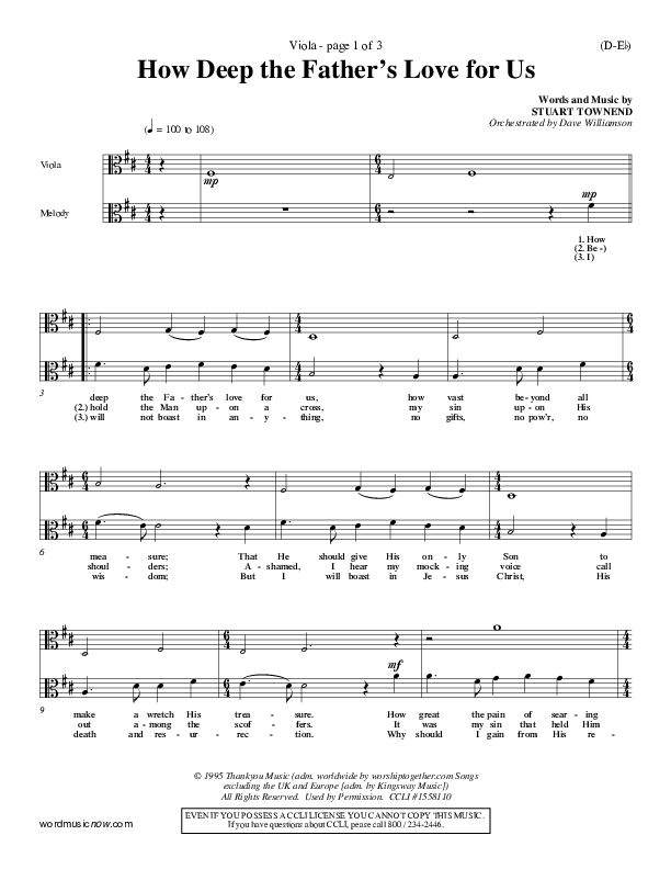 How Deep The Father's Love For Us Viola (Stuart Townend)