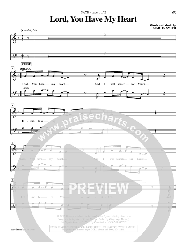 Lord You Have My Heart Choir Vocals (SATB) (Delirious)