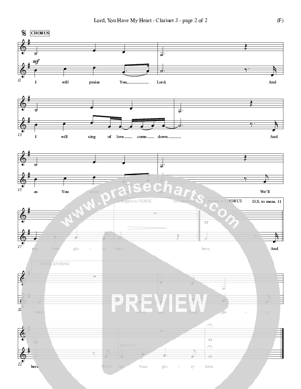 Lord You Have My Heart Clarinet 3 (Delirious)