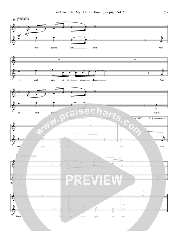 Lord You Have My Heart French Horn 1/2 (Delirious)