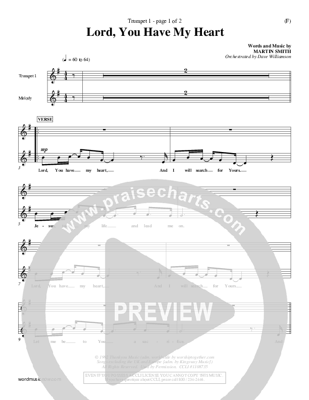 Lord You Have My Heart Trumpet 1 (Delirious)