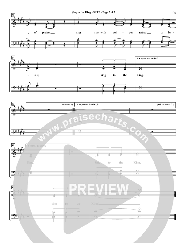 Sing To The King Choir Sheet (SATB) (Billy Foote)