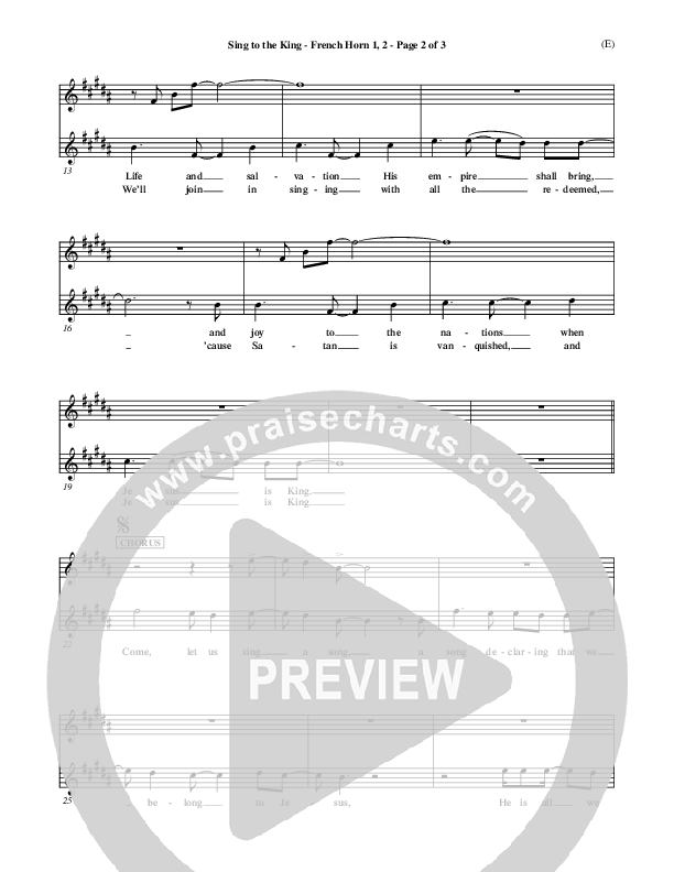 Sing To The King French Horn 1/2 (Billy Foote)