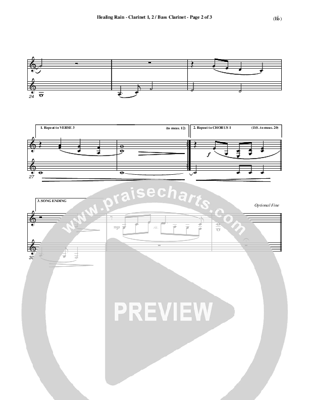 Healing Rain Clarinet 1/2, Bass Clarinet (Michael W. Smith)