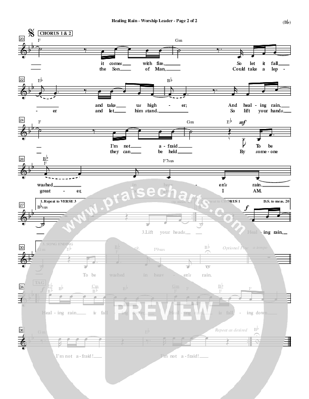 Healing Rain Lead Sheet (Michael W. Smith)