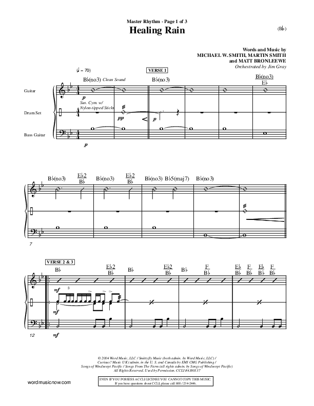 Healing Rain Rhythm Chart (Michael W. Smith)
