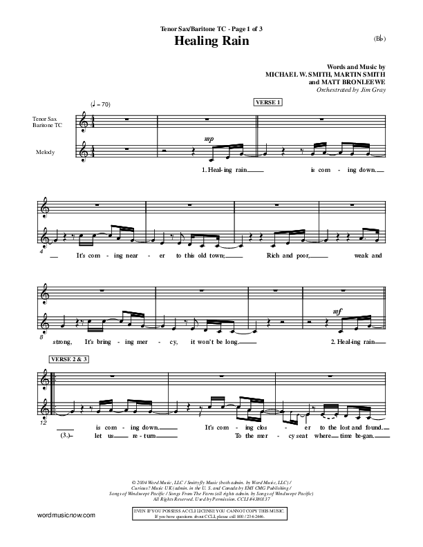 Healing Rain Tenor Sax 2 (Michael W. Smith)