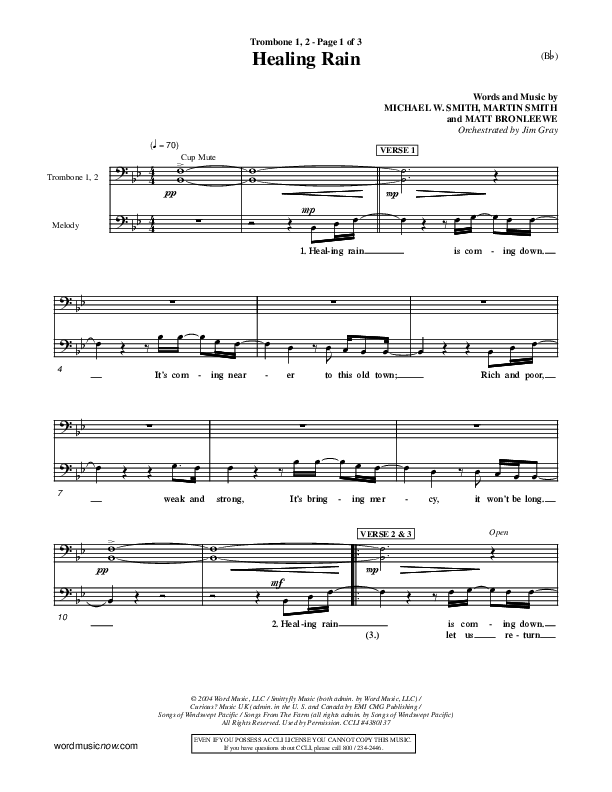 Healing Rain Trombone 1/2 (Michael W. Smith)