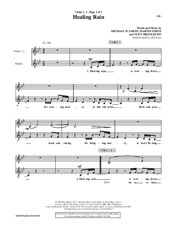 Healing Rain Violin 1/2 (Michael W. Smith)