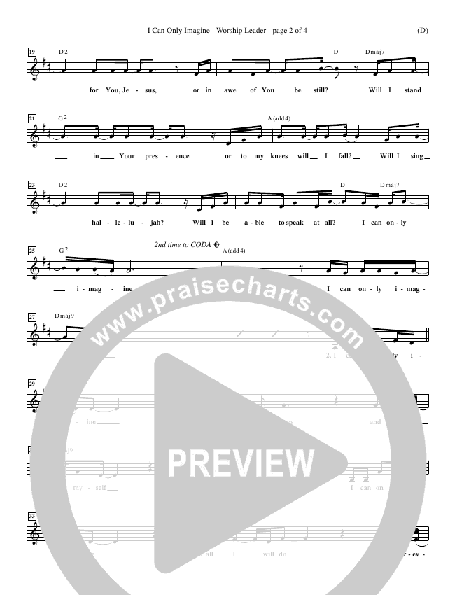 I Can Only Imagine Sheet Music PDF (MercyMe) - PraiseCharts
