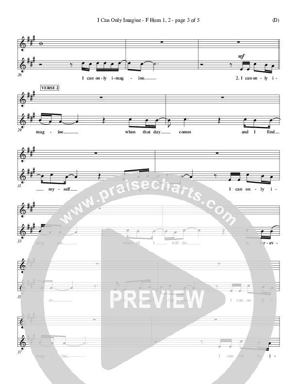 I Can Only Imagine French Horn 1/2 (MercyMe)